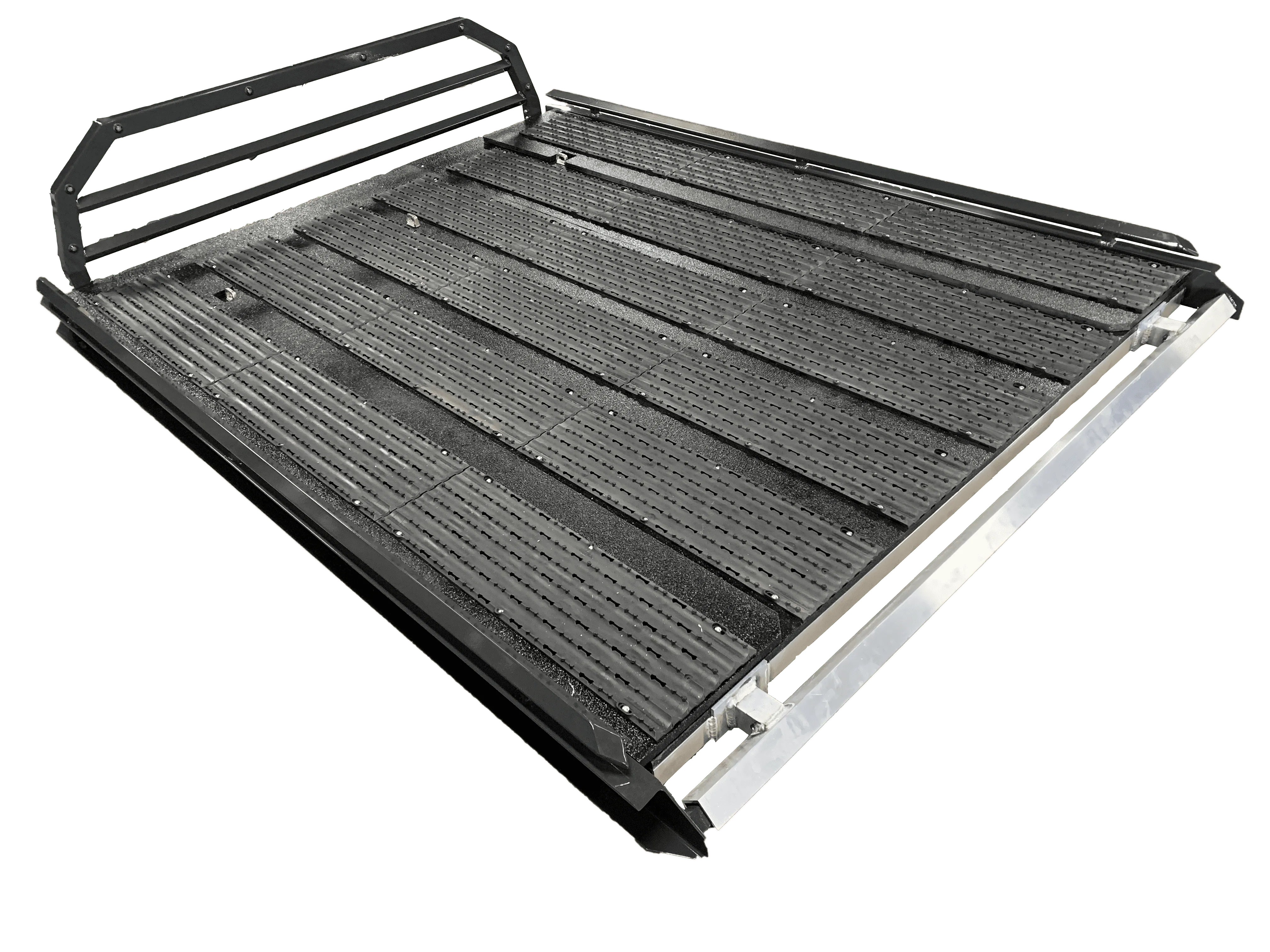 Dura Deck sled deck from above, showing the deck surface and headache rack